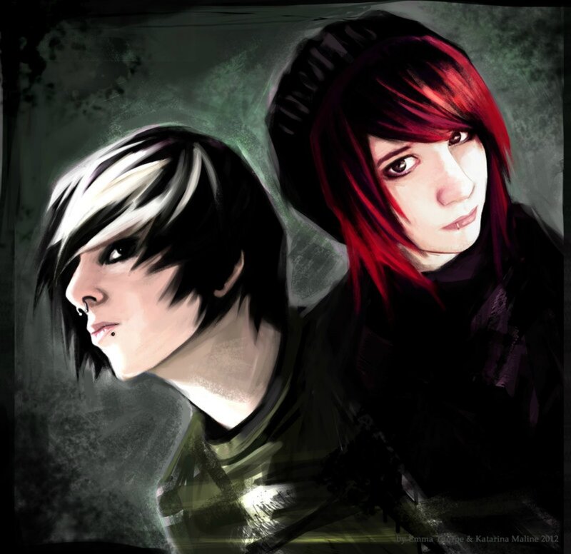 Two People with Colored Hair