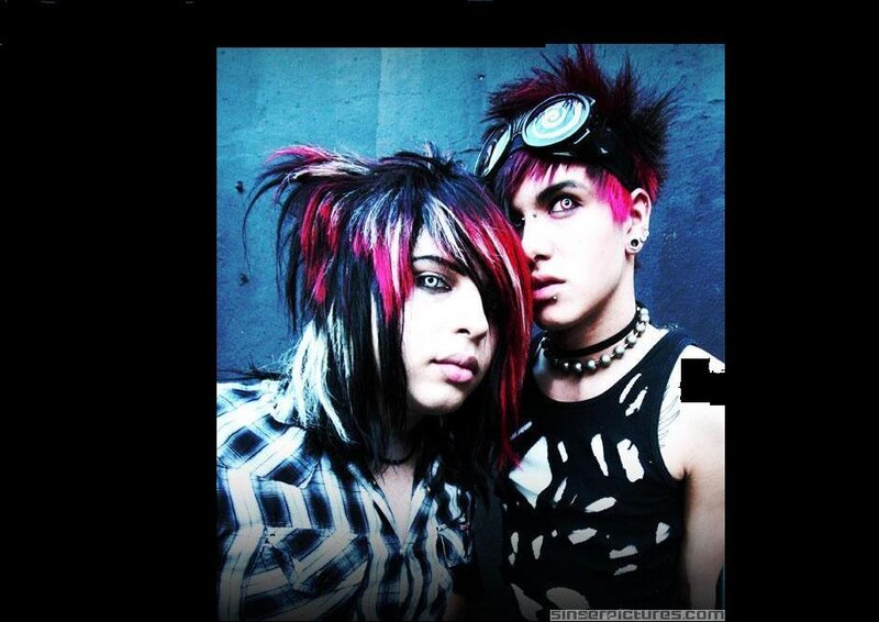 two people with colorful hair
