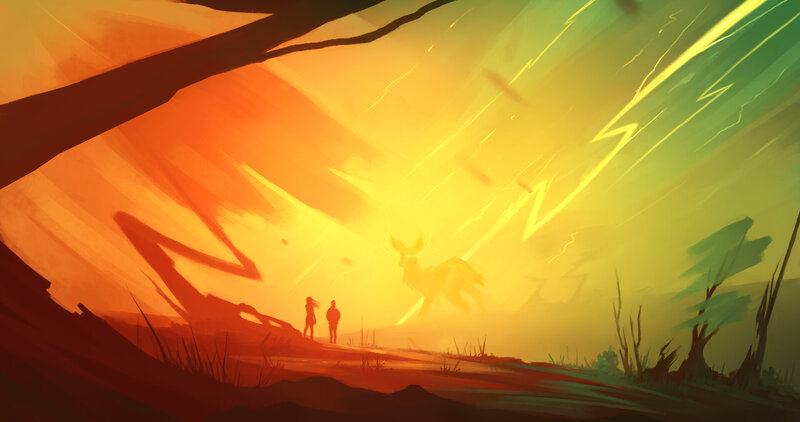 Two People with Deer