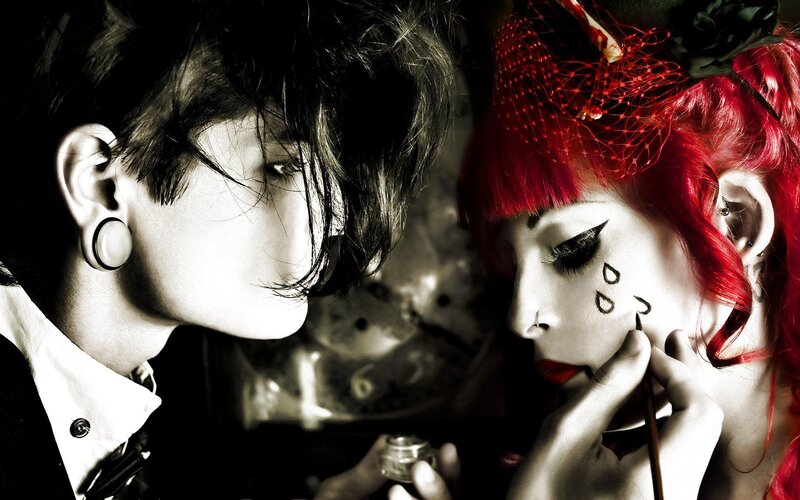 Two People with Makeup — Black