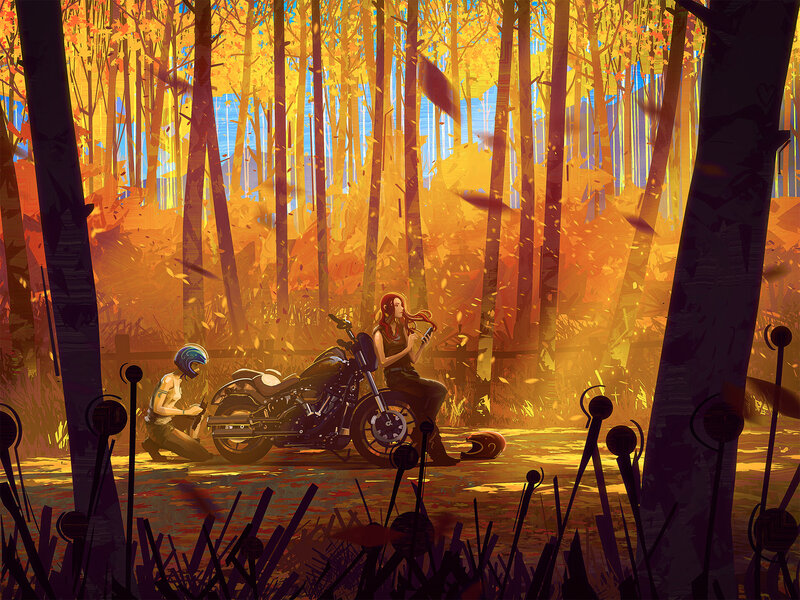 Two People with Motorcycle