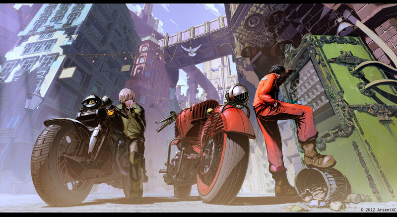 Two People with Motorcycles