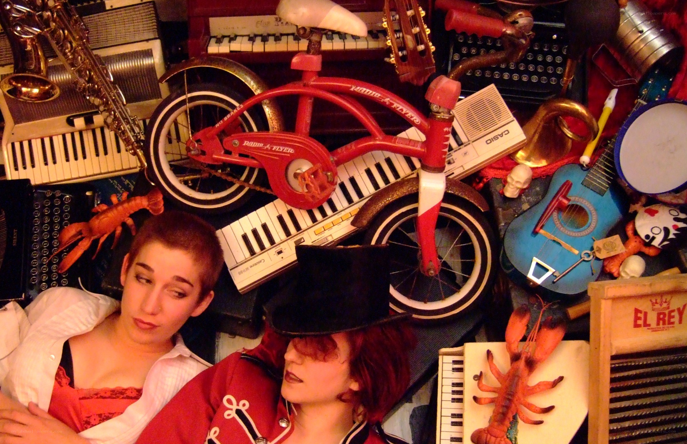 Two people with musical instruments