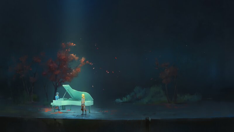 Two People with Piano