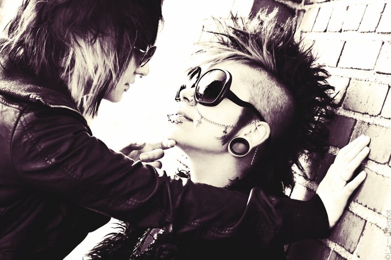 Two People with Piercings — Black
