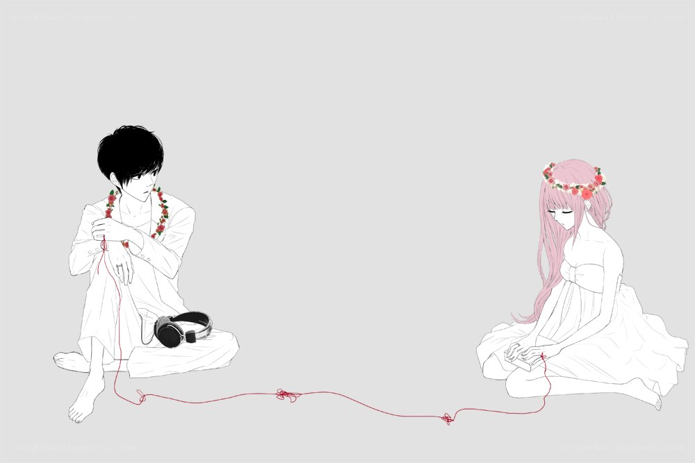 two people with red thread