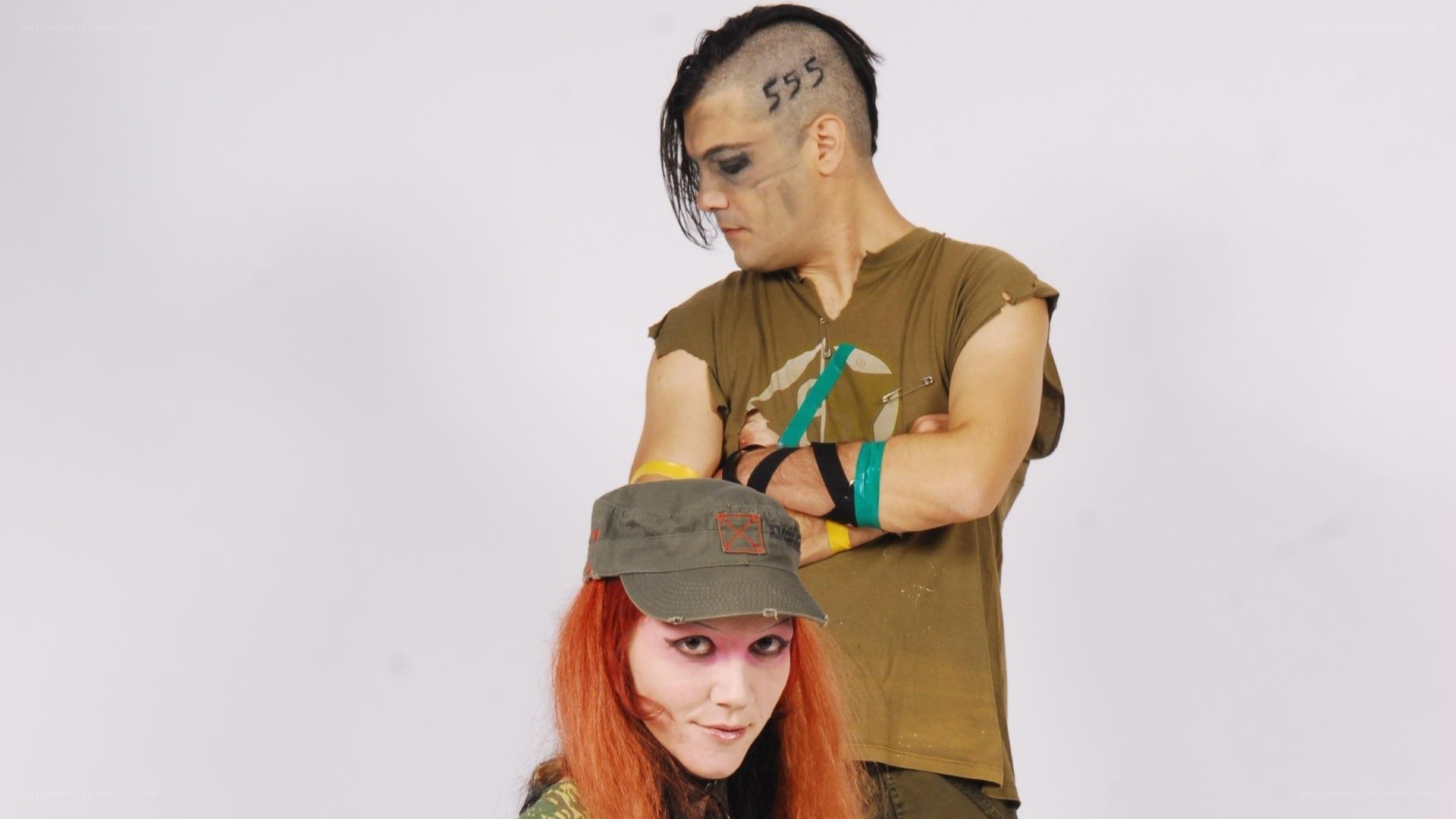Two performers in costume