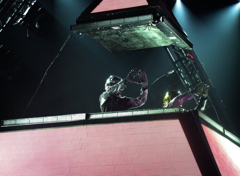 Two Performers on Stage — Black, Dramatic, Night