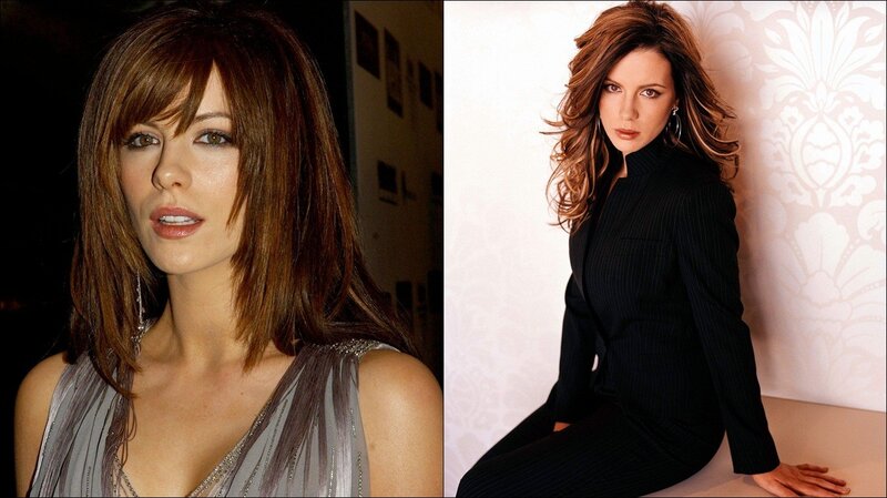 Two photos of a woman