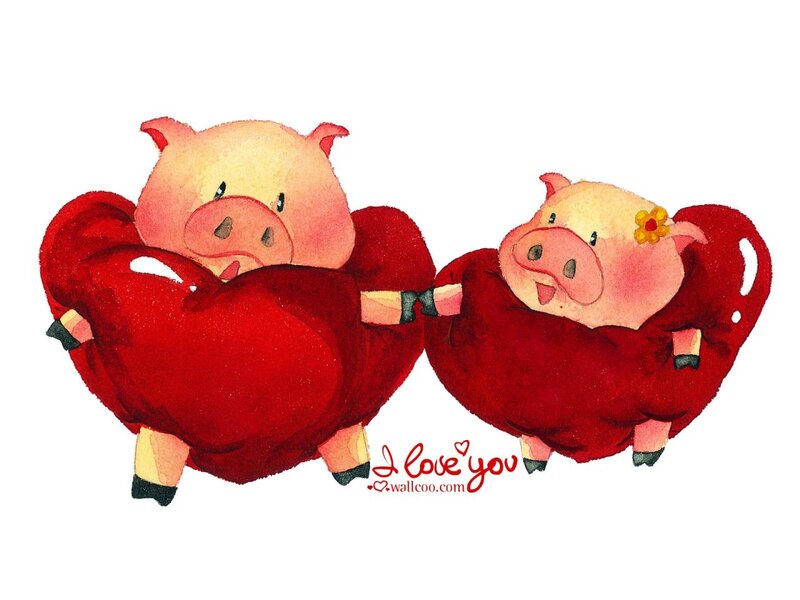 Two Pigs in Hearts