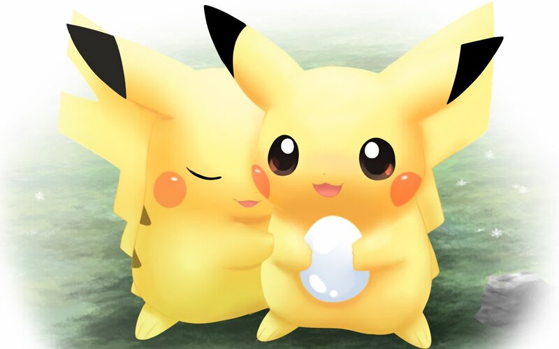 Two Pikachu hugging