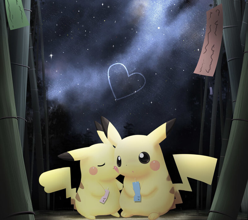 Two Pikachu in Forest
