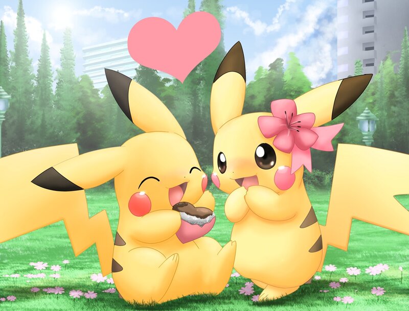 Two Pikachu in Grass — Yellow, Happy, Playful