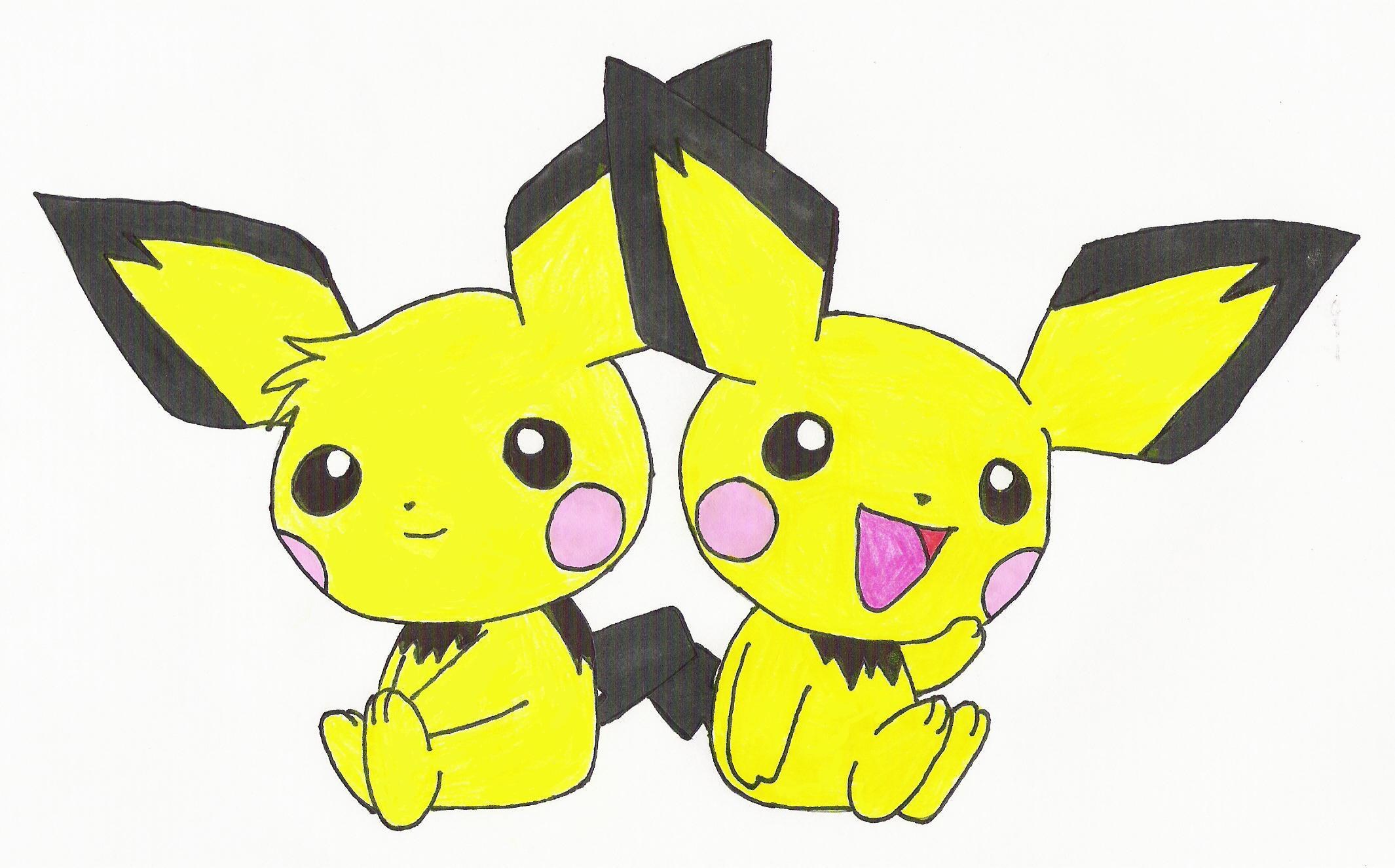 Two Pikachu sitting together