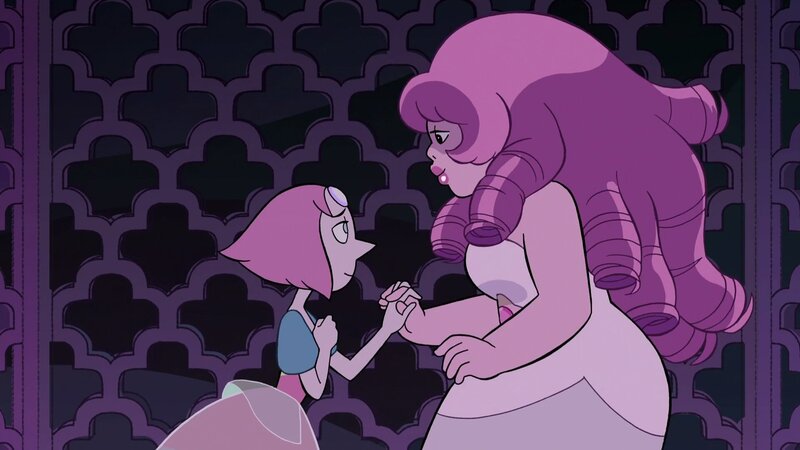 Two Pink Characters Holding Hands