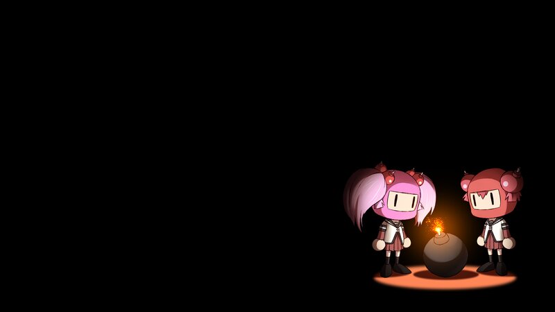 Two Pink Characters with Bomb