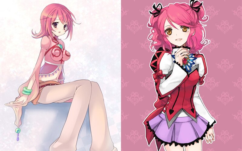 Two pink-haired anime girls