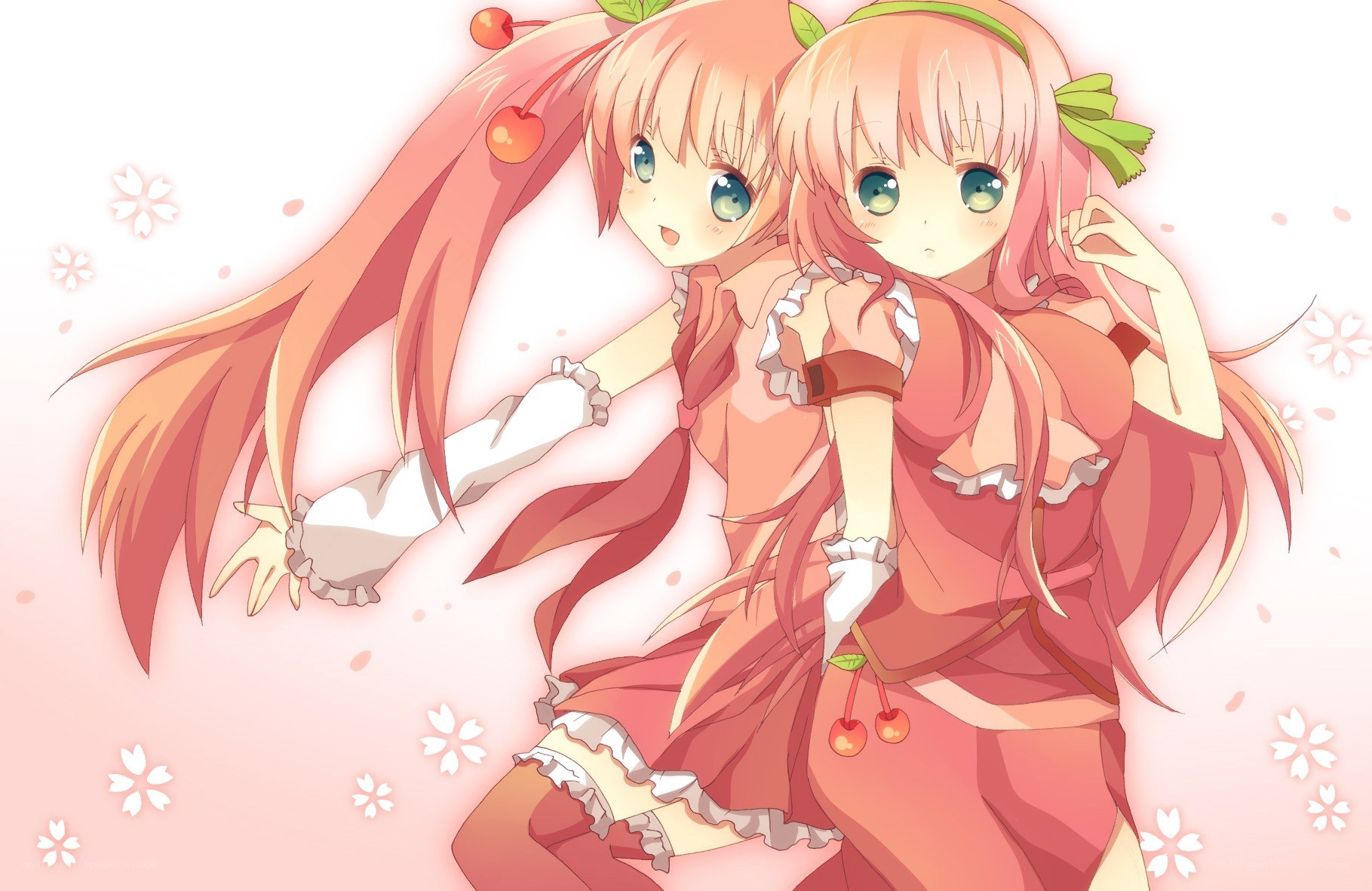two pink-haired anime girls