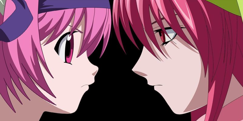 two pink-haired characters facing each other