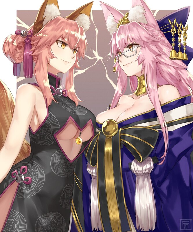 Two Pink-haired Characters — Pink, Playful