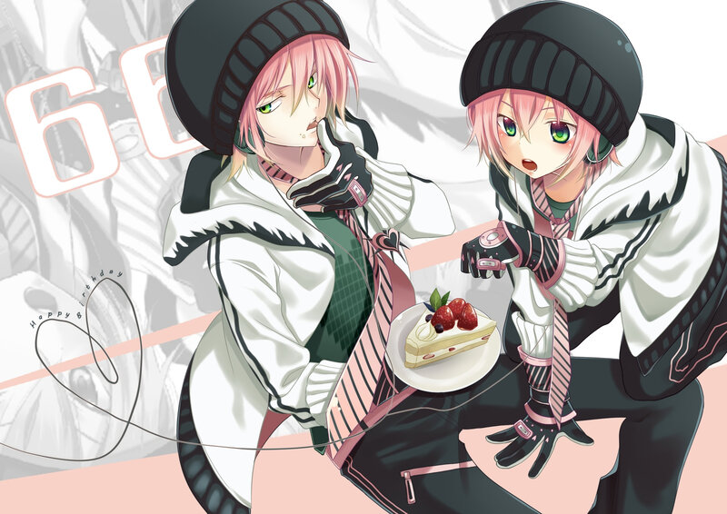 Two Pink-haired Characters — White