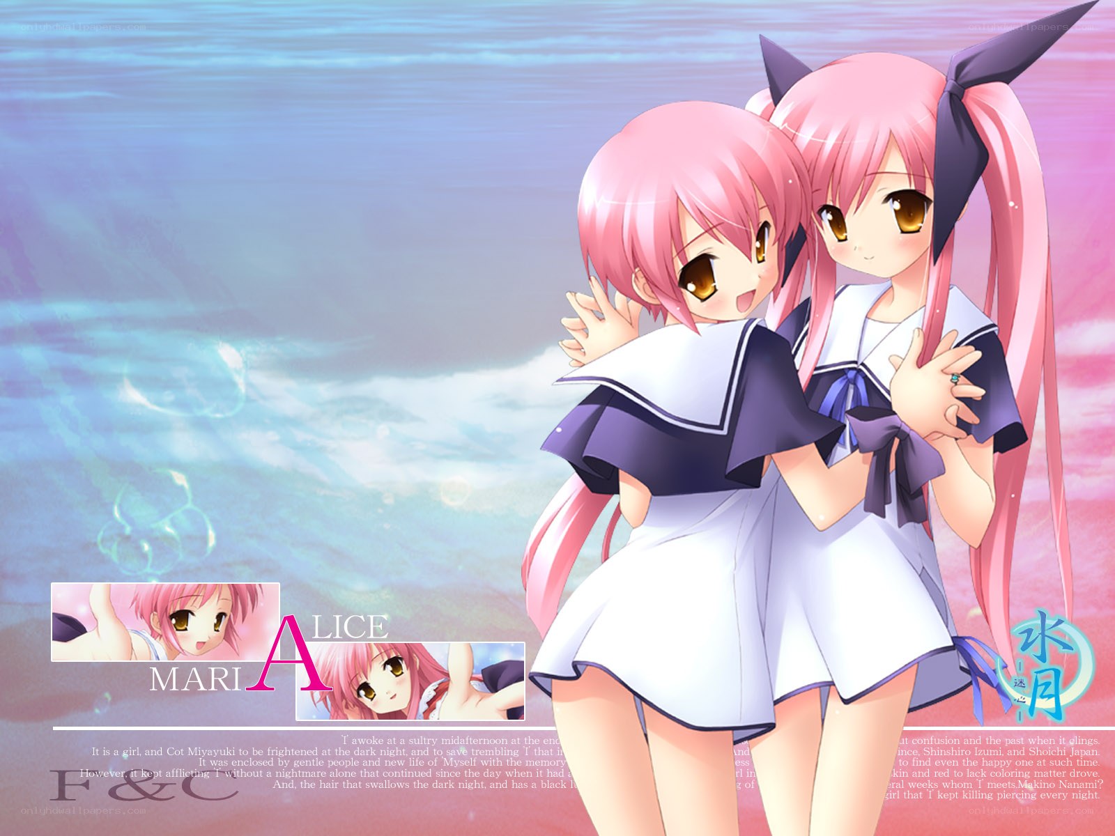Two pink-haired girls in school uniforms