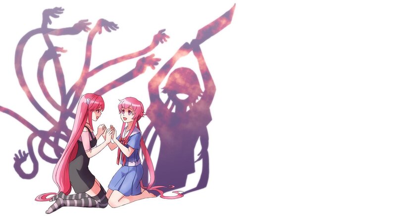 Two Pink-haired Girls Kneeling — Pink