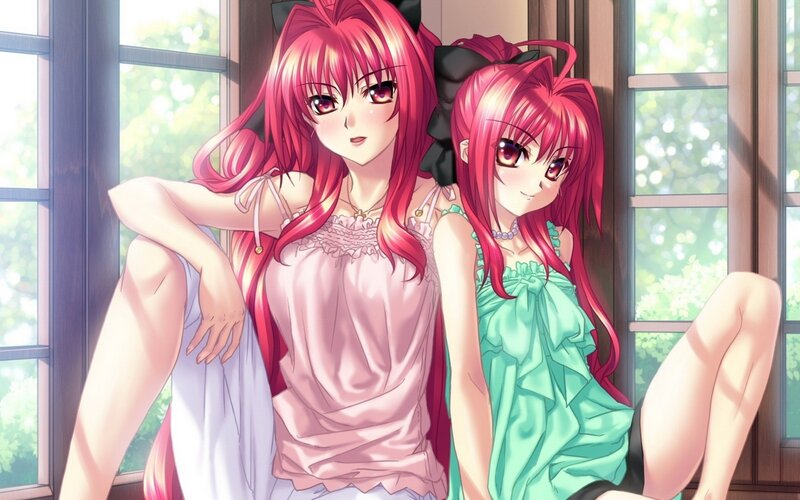 Two Pink-haired Girls — Pink, Calm, Afternoon