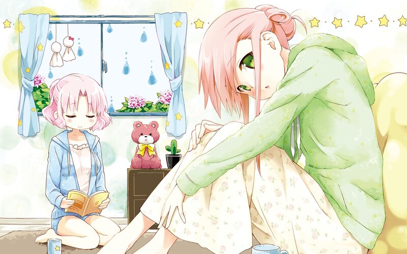 Two Pink-haired Girls — Pink, Calm, Morning