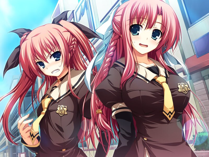 Two Pink-haired Girls — Pink, Cheerful, Afternoon