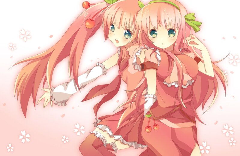 Two Pink-haired Girls — Pink, Cheerful, Spring, Anime