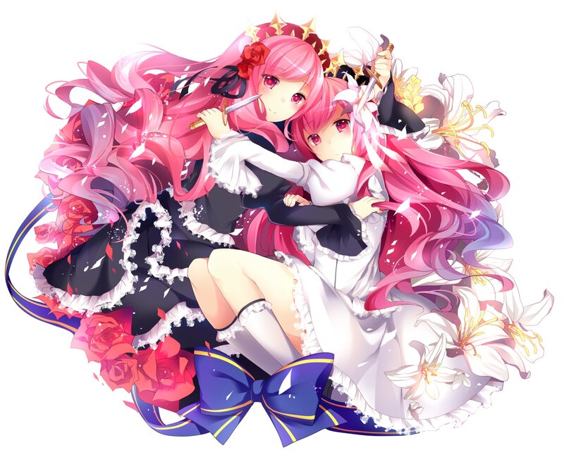 Two Pink-haired Girls — Pink, Dramatic, Anime, Swords