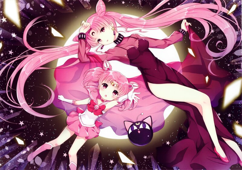 Two Pink-haired Girls — Pink, Dramatic, Night