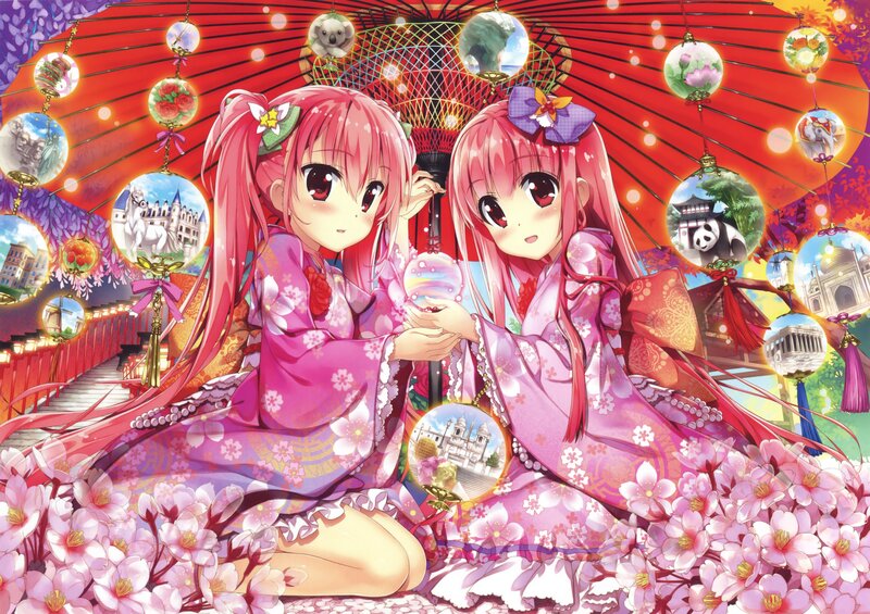 Two Pink-haired Girls — Pink, Festive