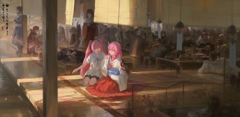 Two Pink-haired Girls — Pink, Serene, Spring