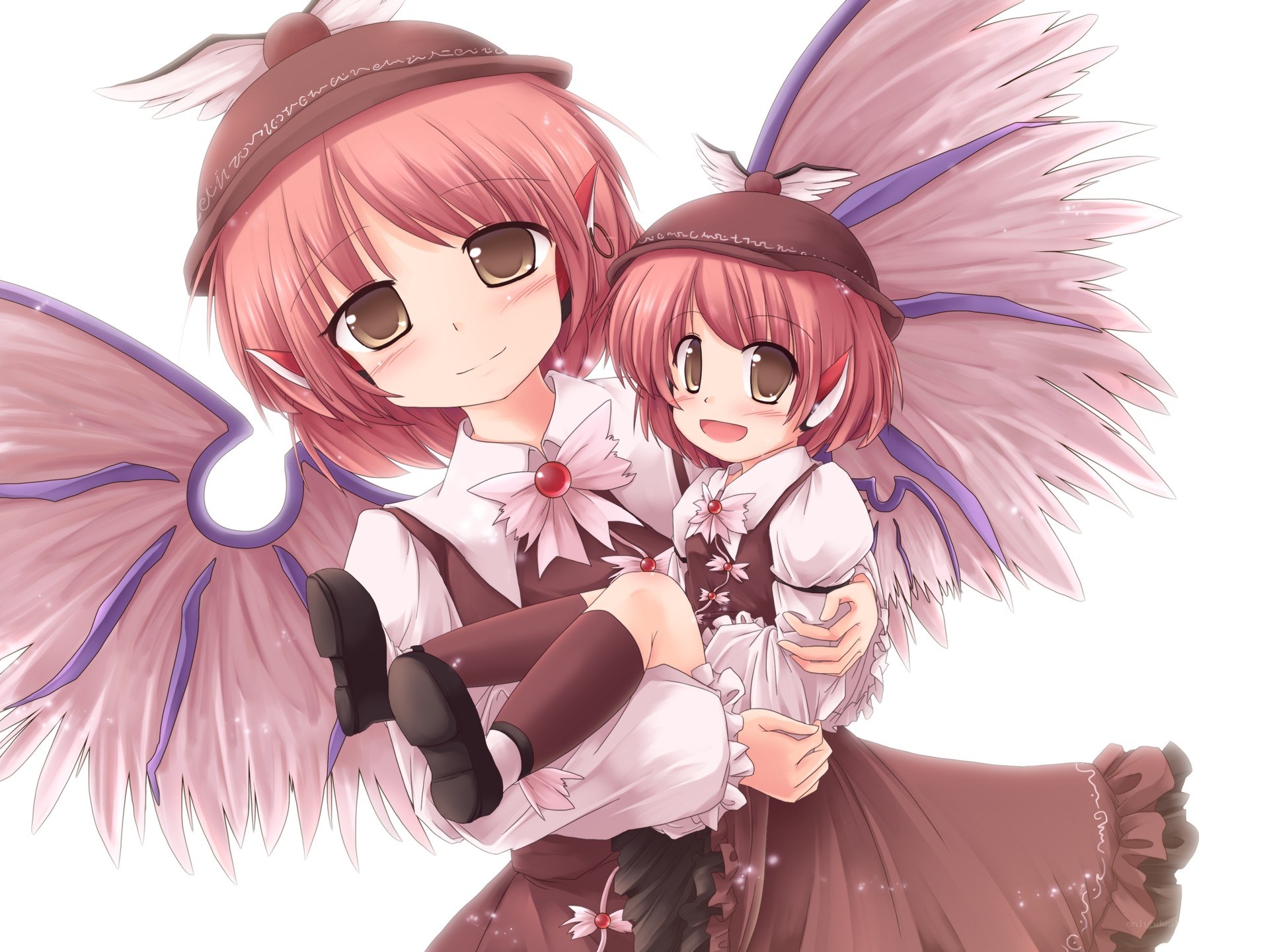 Two pink-haired girls with wings
