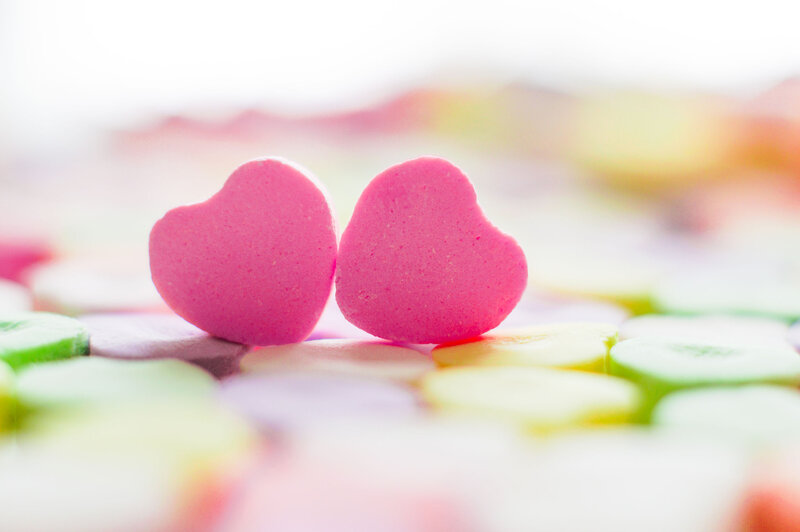 Two Pink Heart Candies