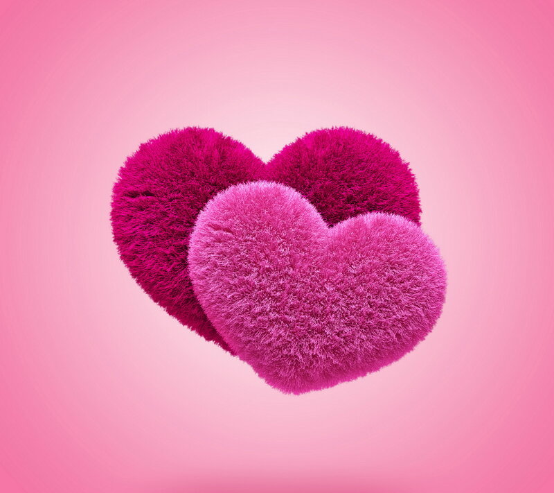 Two Pink Hearts — Calm, 3d Render, Heart