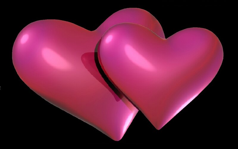 Two Pink Hearts — Calm, 3d Render