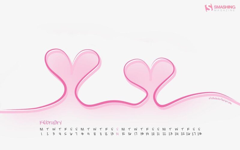 Two Pink Hearts — Calm, Digital Art, Calendar