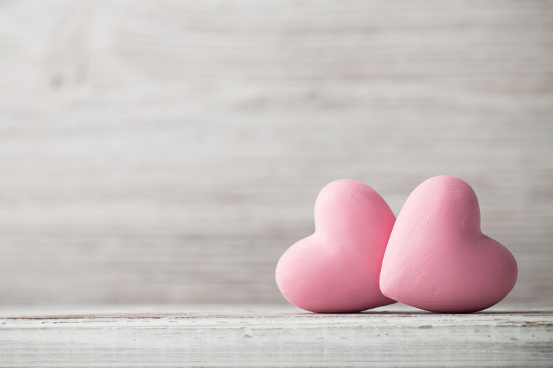 Two Pink Hearts — Calm, Photograph, Wooden Surface