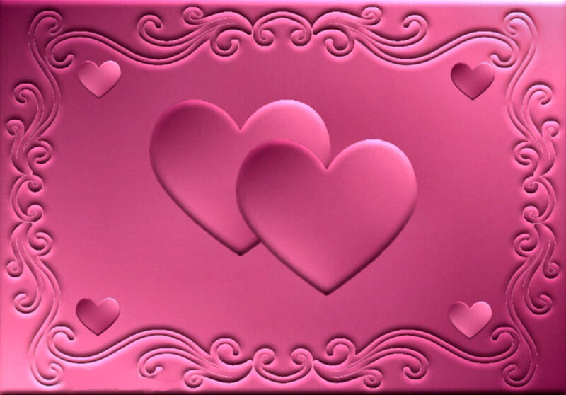 Two Pink Hearts — Romantic, Digital Art, Scrollwork