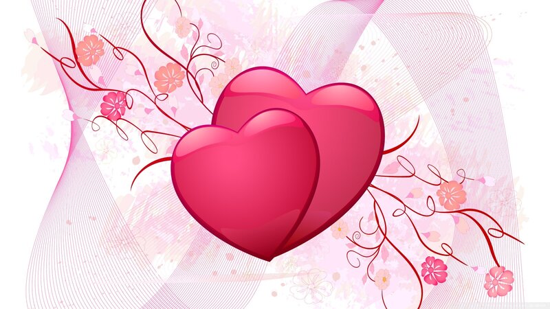 Two Pink Hearts — Romantic, Digital Art