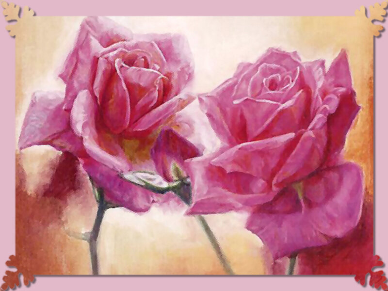 Two Pink Roses — Calm, Painting