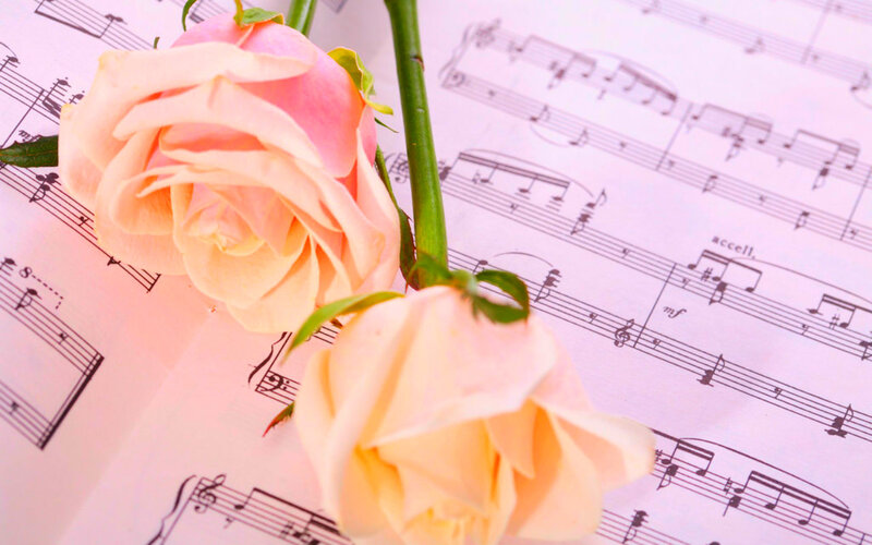 Two Pink Roses — Serene, Photograph, Sheet Music