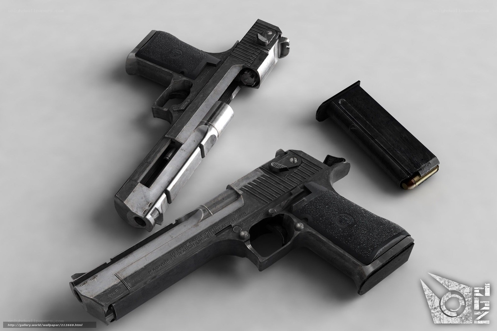 two pistols and magazine