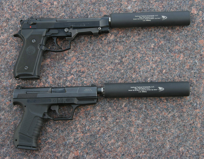 Two pistols with suppressors
