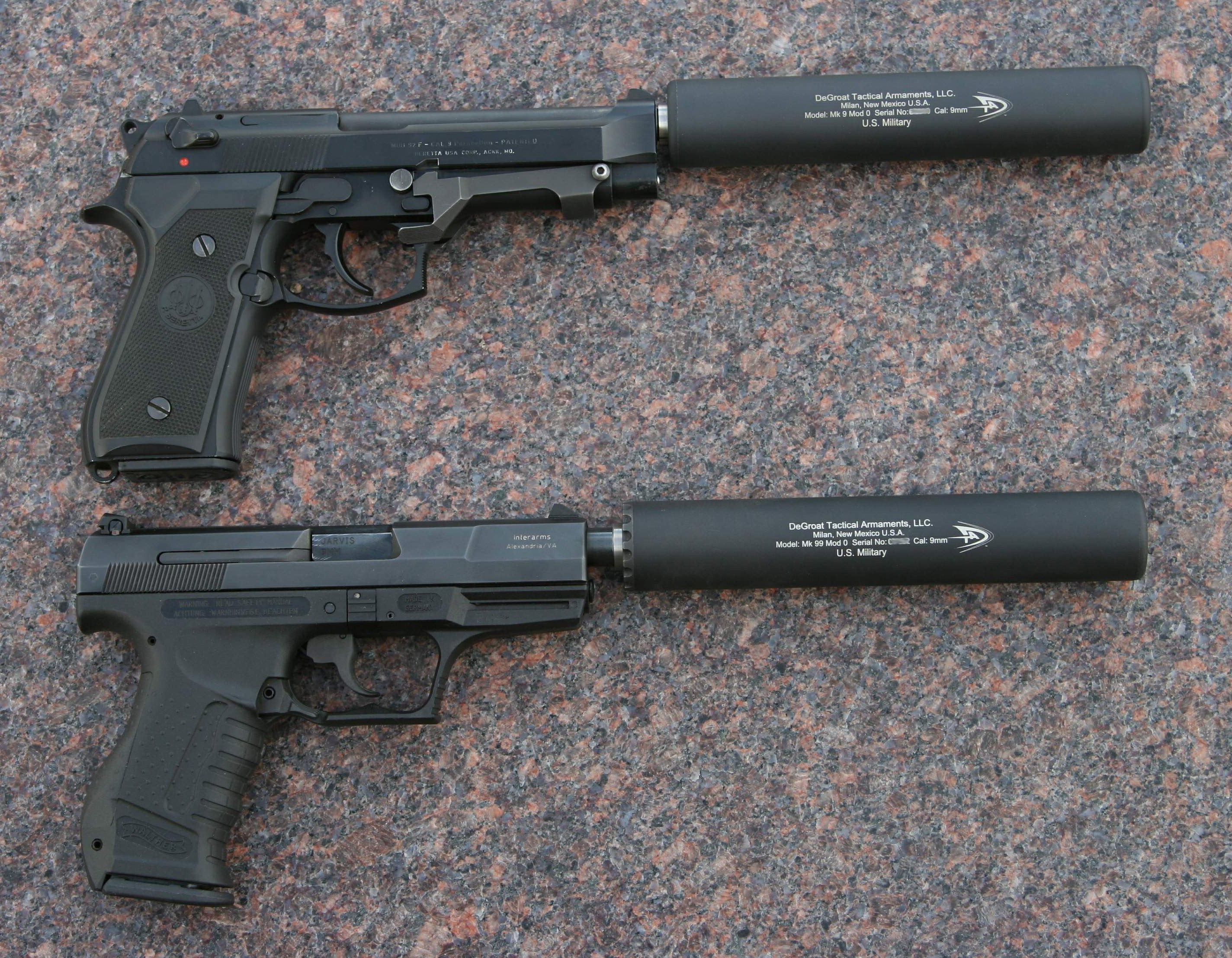 Two pistols with suppressors