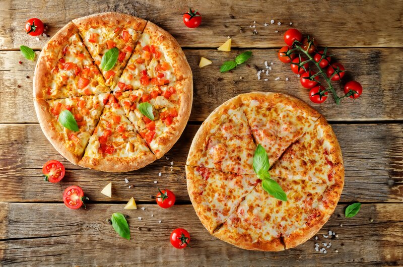 Two Pizzas on Wood — Brown, Appetizing