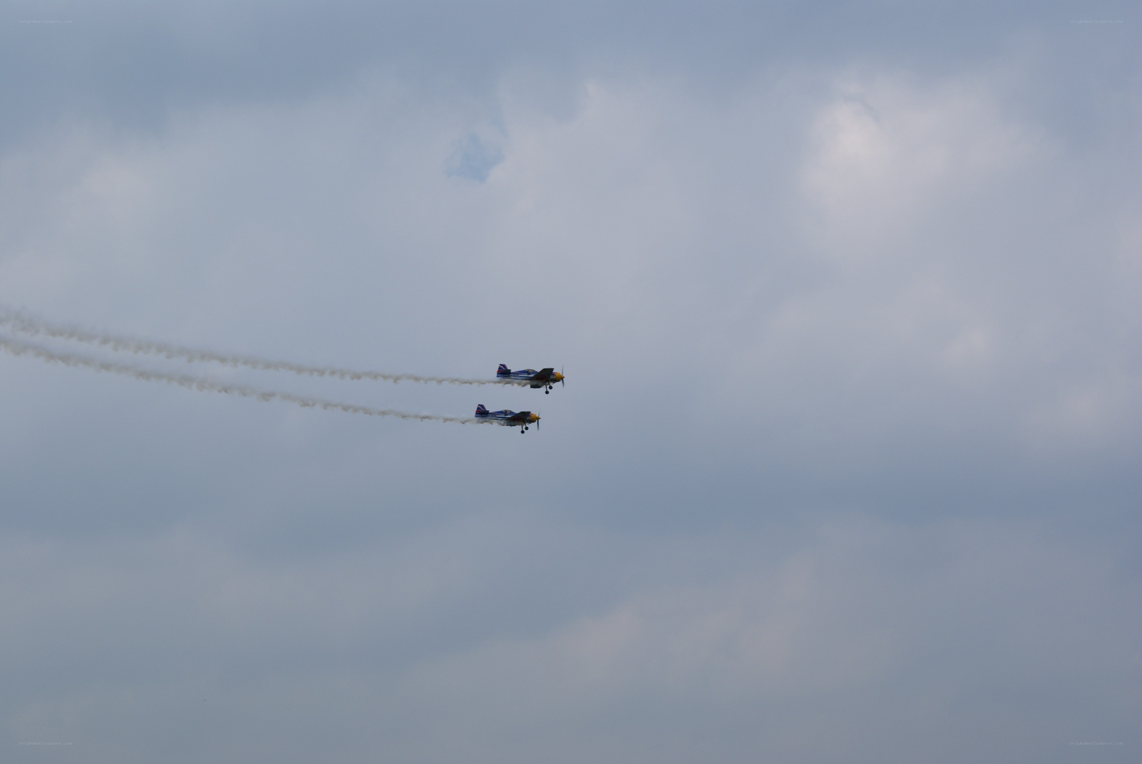 Two planes flying in formation